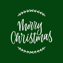 Christmas hand lattering with line border vector art.