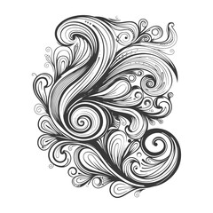Abstract Black and White Swirling Floral Design