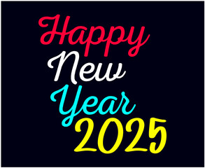 Fototapeta premium Happy New Year 2025 Multicolor Typography Design Abstract Vector Illustration