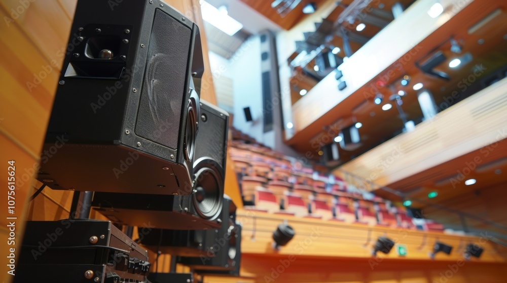 Poster the sound system also includes large speakers mounted on the walls providing clear audio coverage th