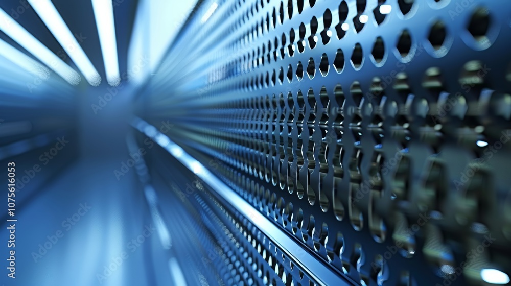 Poster hightech paneling lines the walls and can be used for displaying information or graphics during pres