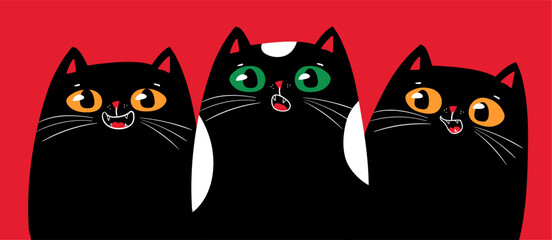 Illustration of three cats playing music and singing