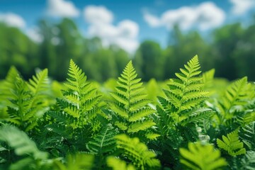 Lush Green Fern Fronds in a Forest Setting