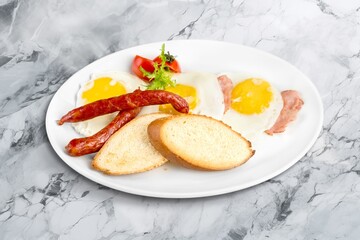 Tasty Fried egg dish, breakfast concept