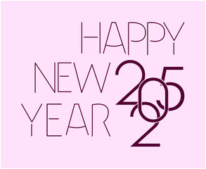 Happy New Year 2025 Typography Abstract Purple Design Vector Illustration