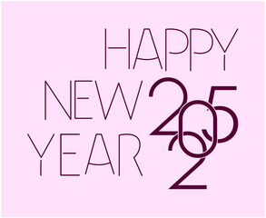 Happy New Year 2025 Typography Abstract Purple Design Vector Illustration