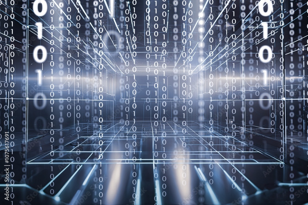 Poster digital background for tech processes, artificial intelligence