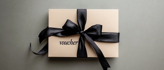 Discover this sophisticated and beautifully crafted gift voucher, elegantly adorned with a sleek black ribbon, making it perfect for any special occasion, celebration, or heartfelt moment in life