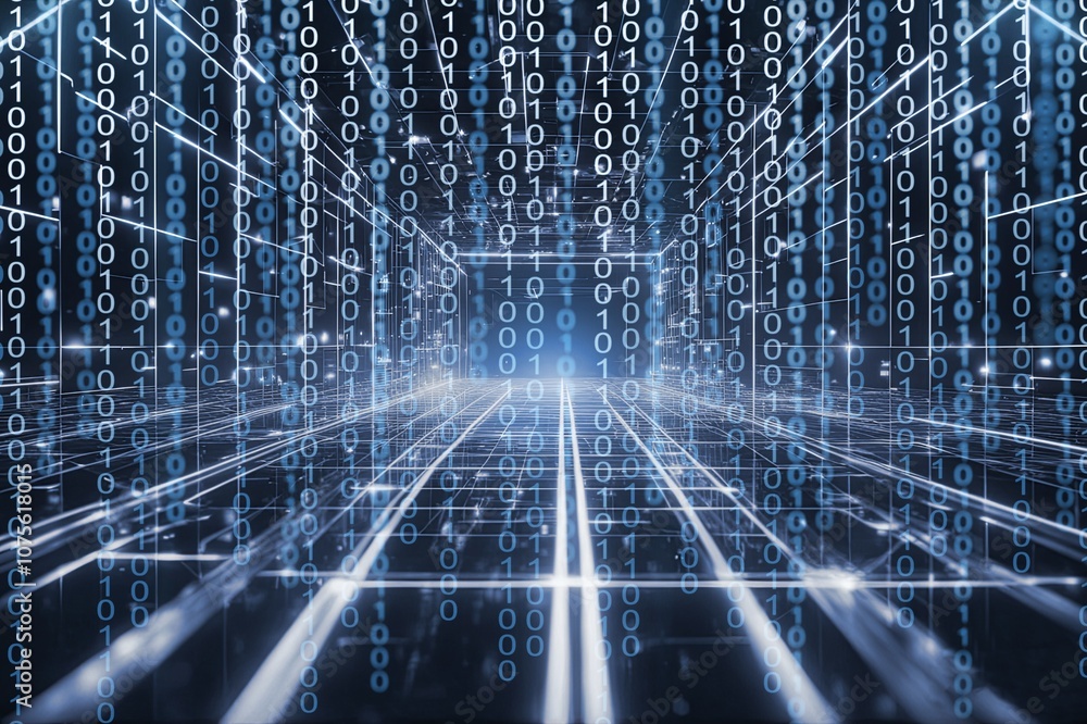 Poster digital background for tech processes, artificial intelligence