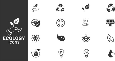 Ecology line icons set. Recycling Environmental Resource Outline Symbol Editable Stroke