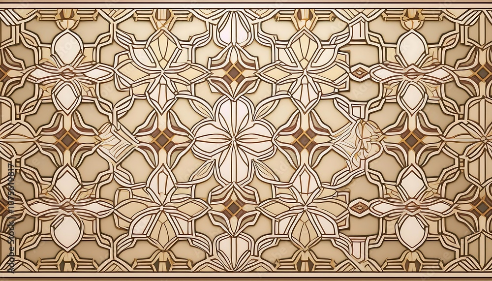 Aufkleber  This design features a beige Oriental pattern with repeated geometric arabesque motif and t_1(1750)