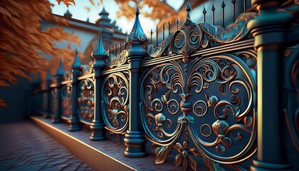  The fence features an intricate wrought iron texture with ornate patterns and detailed meta_1(1731)