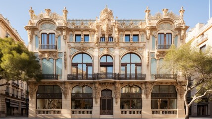 Obraz premium Intricate architectural details of building facade showcasing ornate design and craftsmanship