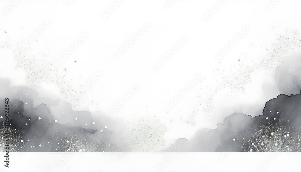 Poster  Simple, minimalist design features an abstract white background with watercolor clouds and _1(1644)