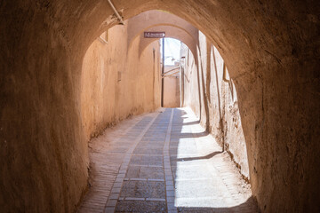 There is a dark tunnel, but there is a light visible at its end, Yazd, Iran
