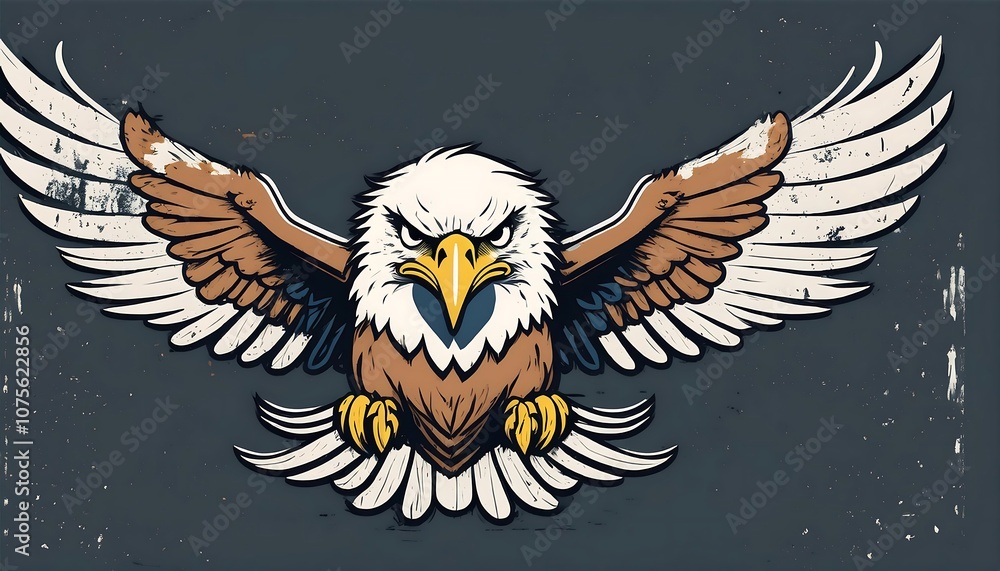 Poster simple vector eagle design with flat style and solid background for a cute kawaii grunge di_1(1636)
