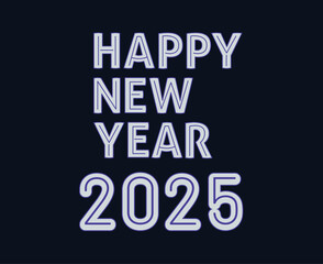 Happy New Year 2025 Typography Design Blue Abstract Vector Illustration