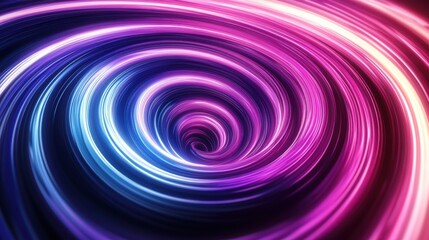 A vibrant swirl of purple and blue neon light creating a mesmerizing vortex effect.