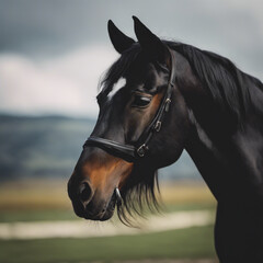 Obraz premium Black Horse Closeup