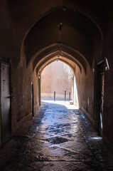Fototapeta premium There is a dark tunnel, but there is a light visible at its end, Yazd, Iran