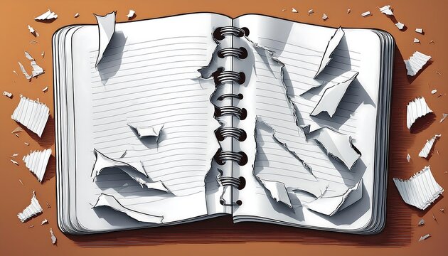  Shredded scraps of paper with jagged edges and torn notebook pages in a vector illustration_1(1601)