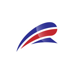 initial letter R unique swoosh logo vector