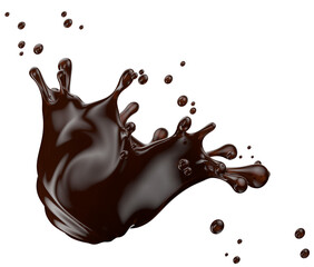 chocolate splash isolated on white background. 3d render
