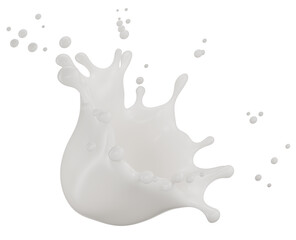 milk splash isolated on a white background. 3d render