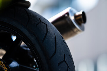 Rear wheel of a fast motorcycle.
