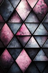 Obraz premium Abstract Composition of Gray and Pink Triangular Shapes on a Clean White Background