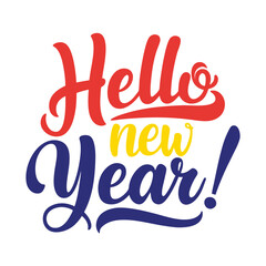 Hello New Year 2025 Typography Bright and Bold New Year Design