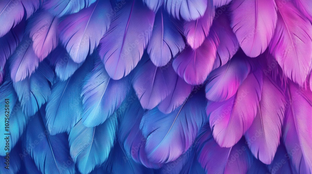 Aufkleber a vibrant array of feathers in shades of blue and pink, creating a mesmerizing and colorful pattern.