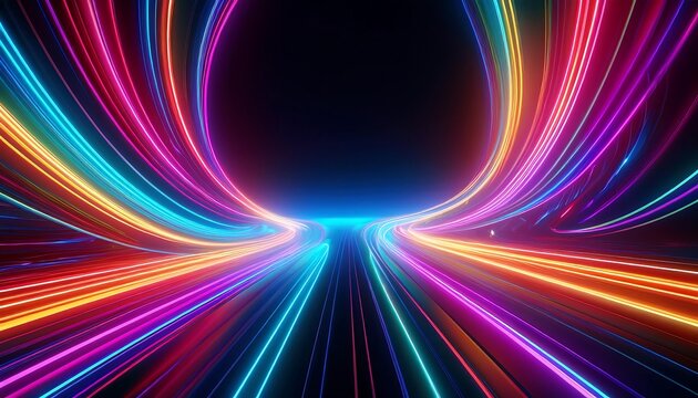  Neon colored lights curve and streak in a glowing pattern across the space, perfect for par_1(1477)