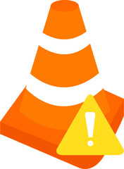  Traffic Cone icon with Warning Sign