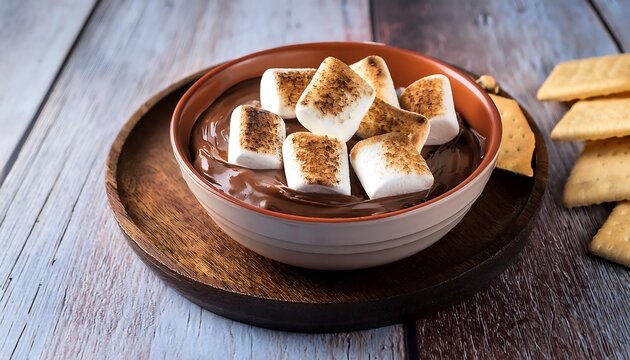  Melted chocolate and toasted marshmallows combine in gooey dip served with crunchy grah_1(1432)