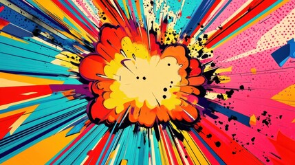 Fototapeta premium Colorful explosion graphic with dynamic vibrant colors depicting energy and movement.