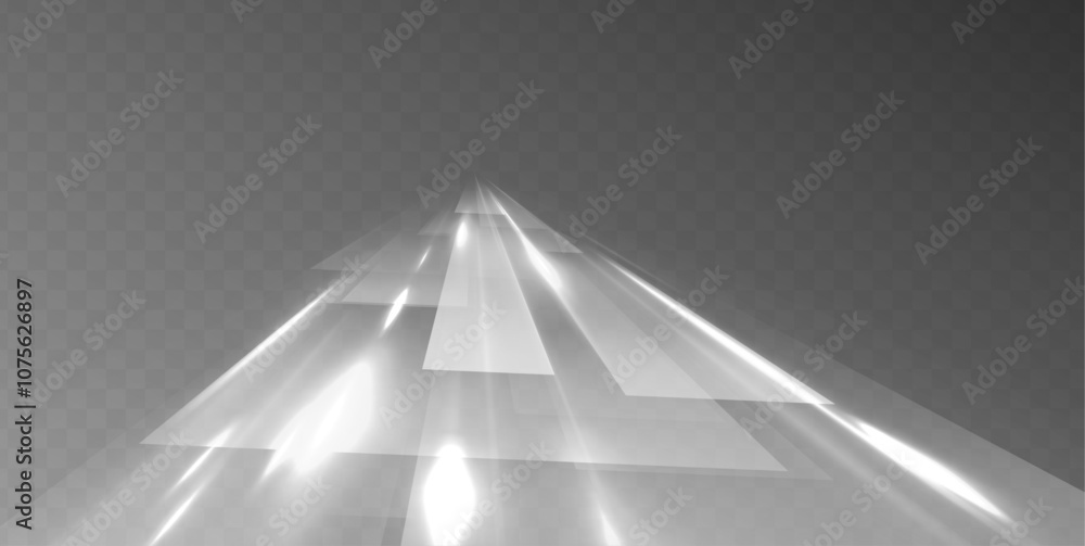 Poster White bright blurred light lines in wave and speed motion.  Big data traffic visualization, dynamic high speed data streaming traffic.
