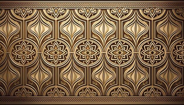  Luxurious gold Islamic vignette pattern with beige and dark geometric arabesque background _1(1423)