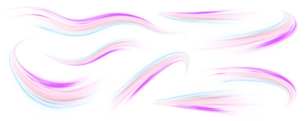 Vector bright speed wave wake vortex effect PNG. Expressway, car headlight effect on isolated white background. Vector high speed connection background.	