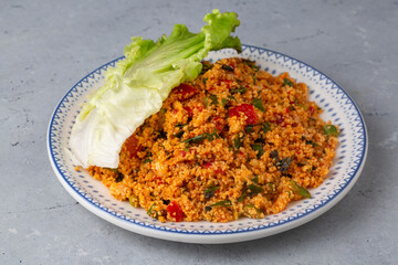 Traditional delicious Turkish foods: bulgur salad - kisir