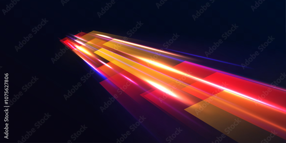 Poster neon color glowing lines background, high-speed light trails effect. modern abstract high-speed ligh