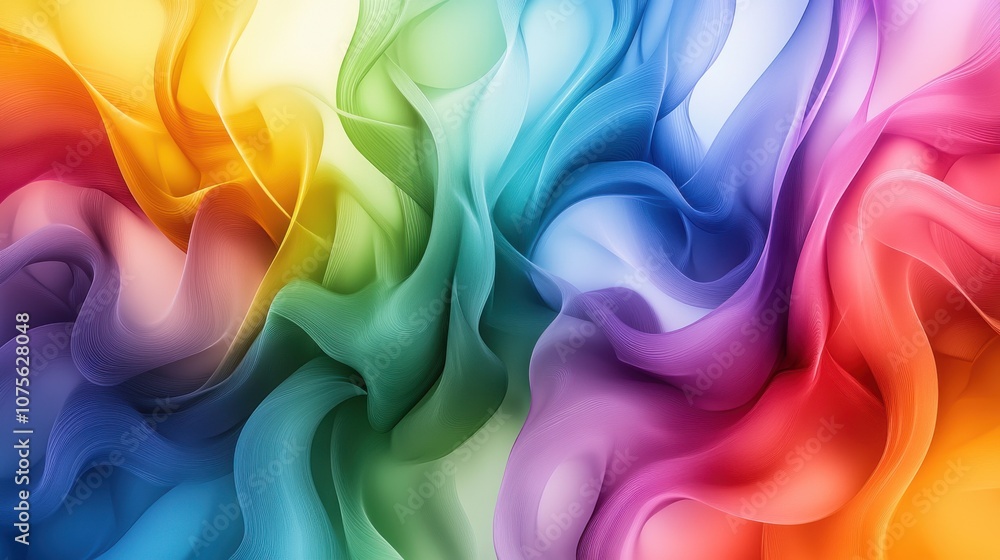 Poster a vibrant abstract swirl of colorful flowing waves in various hues, creating a dynamic and lively co