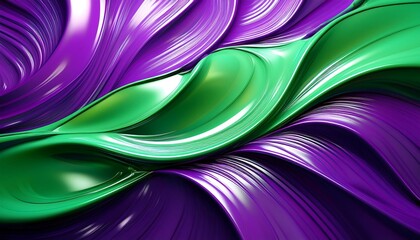  Green and purple abstract shapes with glossy finish create depth and texture in a vibrant h_1(1295)