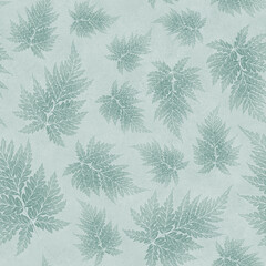 Seamless floral botanical pattern with graphic leaves on textured background