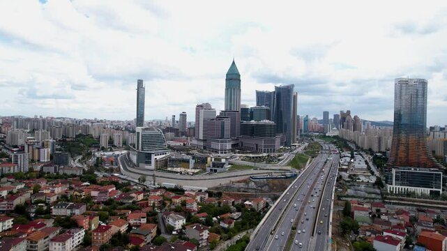 Istanbul Financial Center (IFC) in Atasehir, Istanbul, Turkey. Global financial services hub. Modern business center skyscrapers in Istanbul.