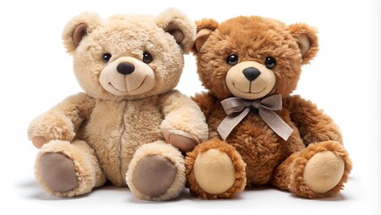 two teddy bears isolated on white