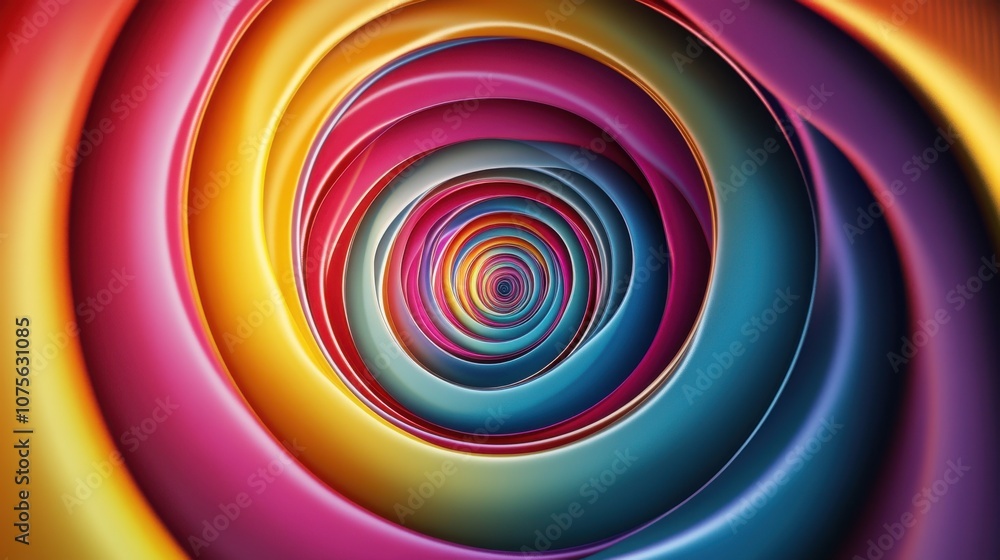 Poster colorful spiral composition with vibrant hues creating a mesmerizing visual effect.