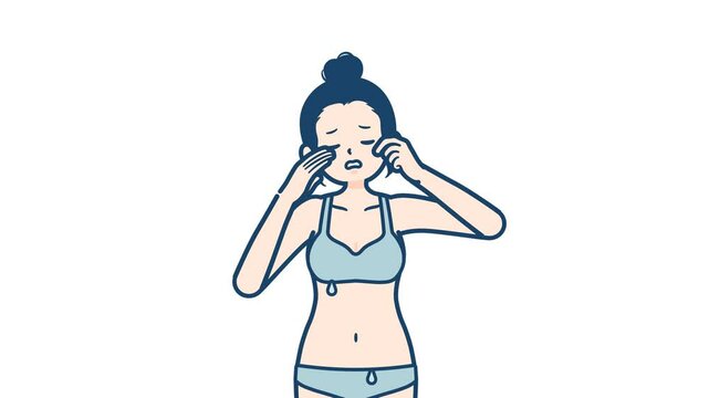 Underwear woman_Sad and crying_with alpha channel