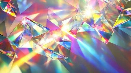 An abstract arrangement of colorful crystals refracting brilliant light, creating a vibrant and captivating display.