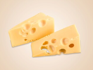 piece of fresh cheese with holes on the desk